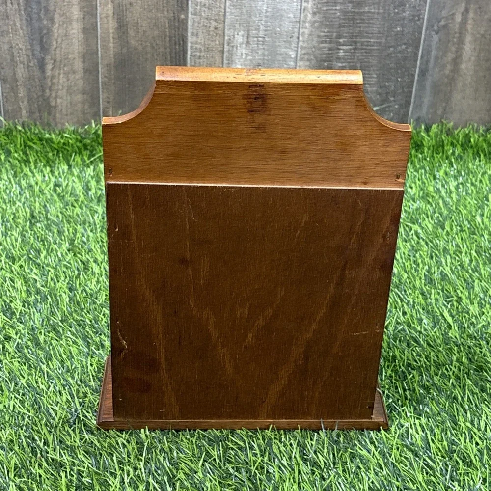 Vintage Woodcrest C Styson Wood Napkin Holder Organizer Drawers MCM Taiwan